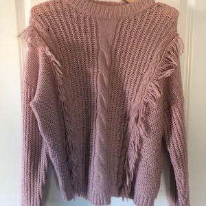 Fringe light pink sweater